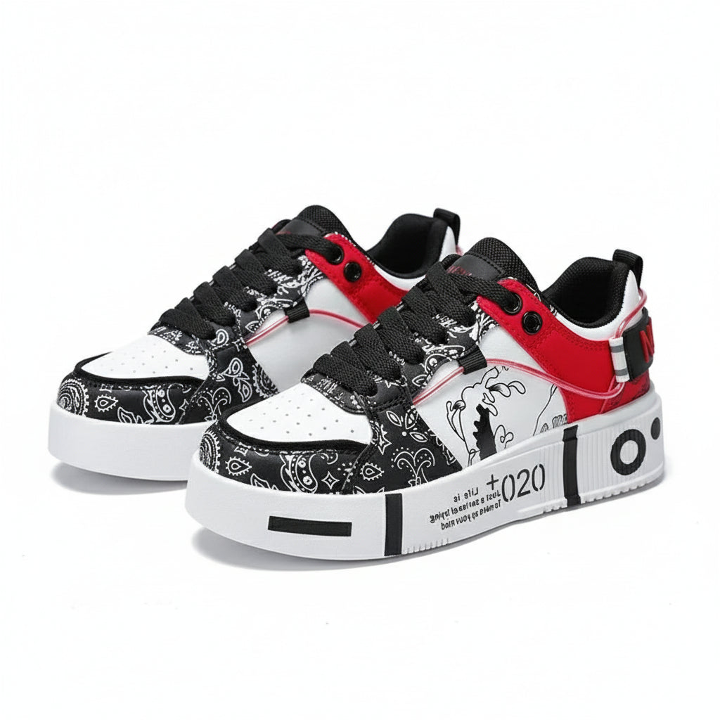 KicksStyle Core  — where street art meets attitude. Featuring bold graphic visuals, vibrant details and a sturdy sole, this sneaker delivers comfort, style and personality for those who live the city with authenticity.